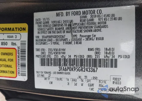 2016 Ford Fusion Titanium from USA, damaged, VIN 3FA6P0K95GR243367